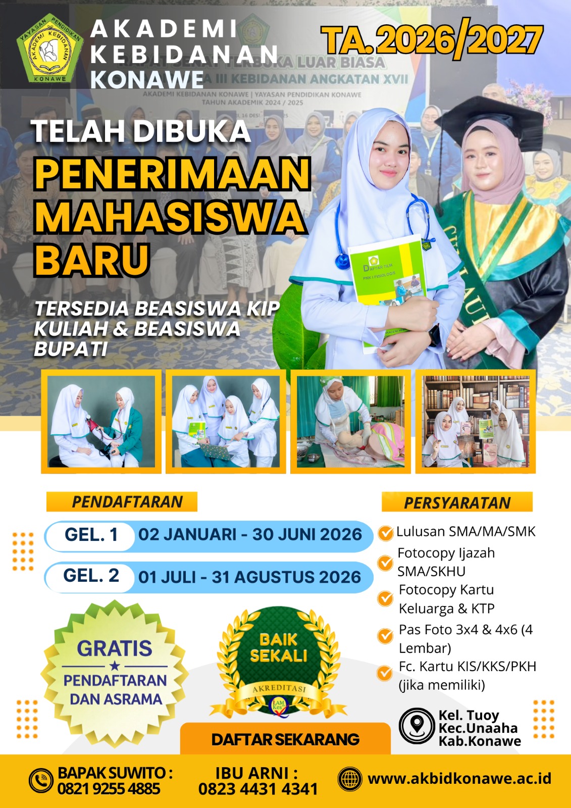 Penerimaan mahasiswa baru Akbid Konawe Tahun Ajaran 2026/2027